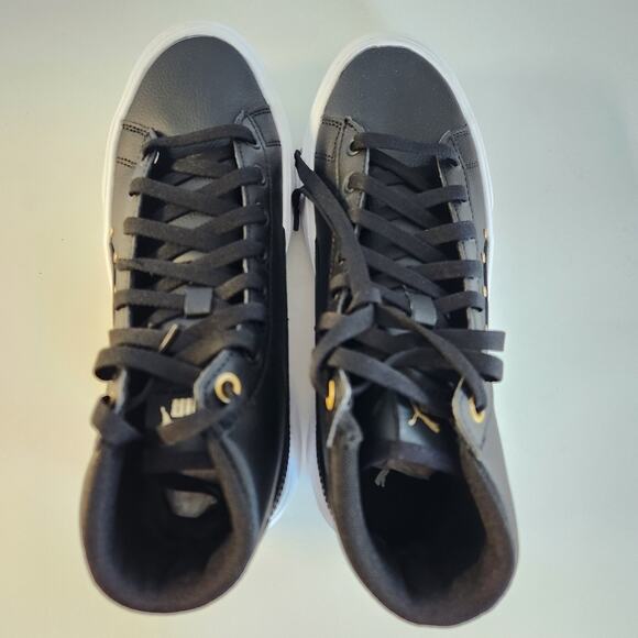 Puma kids Kaia Mid Stud Jr  black black metallic gold  size 6 US - Picture 5 of 7